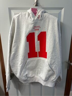 New! Lonely Ghost Hoodie with Red '11' Graphic - Heather Grey